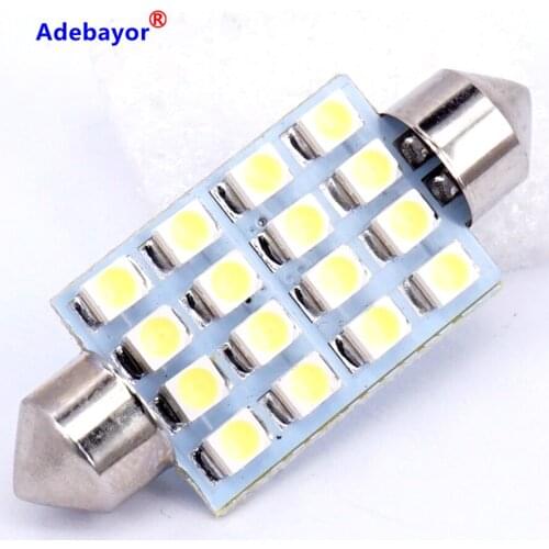 100PCS Festoon led 41mm 3528 1210 SMD 16LED White light led Dome light C5W 16SMD Auto Car Bulb Lamp Light Adebayor