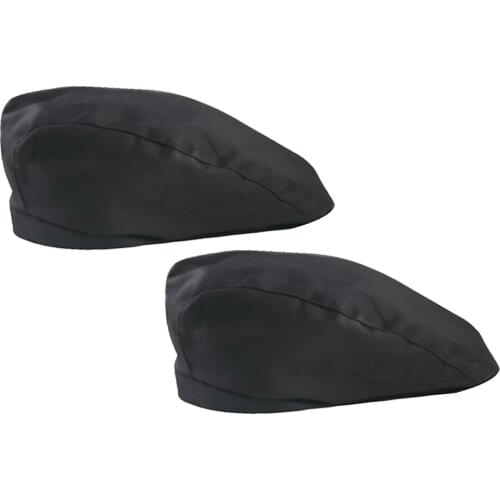 2 Pieces Cotton Chef Hat Catering Baker Cooking Duckbill Beret Golf Cap Black