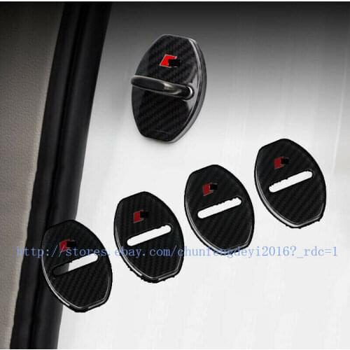 4pcs carbon fiber stainless Car Door Lock Buckle Cover For AUDI A3 A4 A5 A6 A8 R8 Q3 Q5 Q7