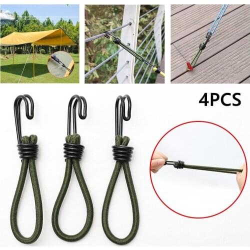 4Pcs Tent Nail Strap Outdoor Elastic Tent Bungee Rope Camping Canopy Luggage Stretch Buckle Ground Nail Strap