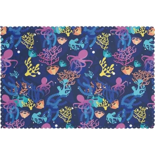 Tableware Pad Placemats 6 Pcs Table Mat Non-Slip Colorful Coral Placemats for Dining Table