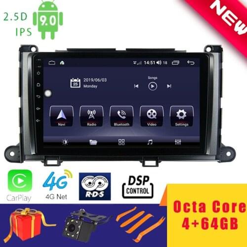 9" Android 10.0 Car Multimedia Player Stereo GPS for Toyota Sienna XL30 2010~2014 Head Unit Octa Core DSP 2.5D+IPS 4G Carplay