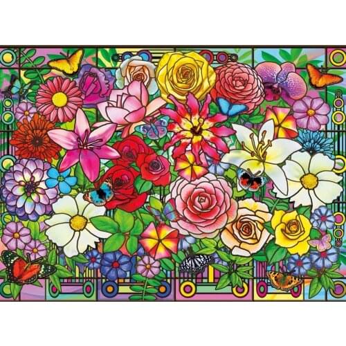 JMINE Div 5D glass flower butterfly Full Diamond Painting cross stitch kits art High Quality Floral 3D paint by diamonds