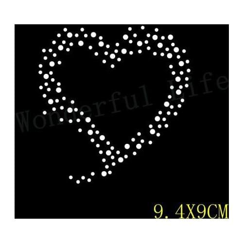 Free shipping dot heart inside blank hotfix Rhinestone Iron On Heat Transfer Hot Fix Bling