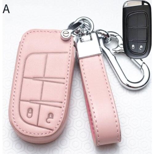 2/3/4 Button Car Style Leather Car Key Cover for Fiat for Jeep Renegade Grand Cherokee Chrysler 300C Key Cases Covers 2013-2021