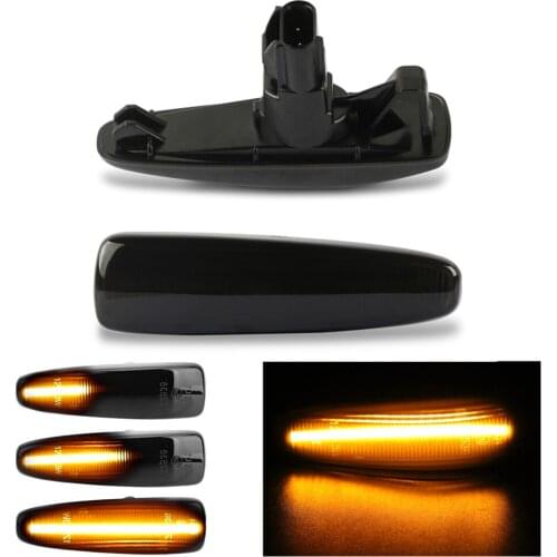 2 PCS Dynamic Amber LED Side Marker Blinker Turn Signal Lights For Mitsubishi Lancer Evo X Mirage Outlander Sport Smoked Lens