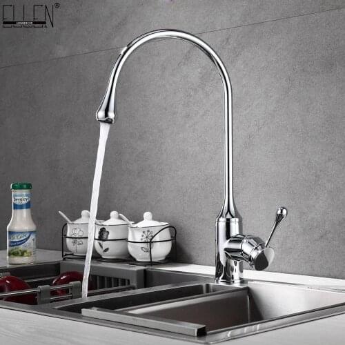 Vidric Bathroom Kitchen Faucet Chrome Deck Mounted Single Handle Bathroom Kitchen Hot and Cold Water Taps Crane ELM505
