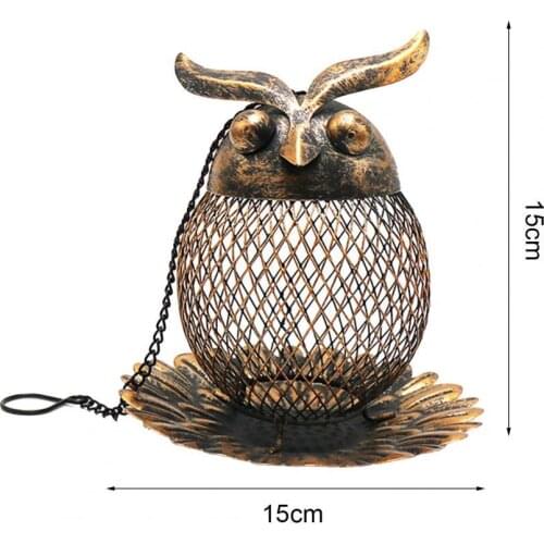 Owl Shape Bird Feeder Creative Metal Practical Easy to Refill Hanging Bird Food Holder Bird Feeder Pet Supplies Wholesale
