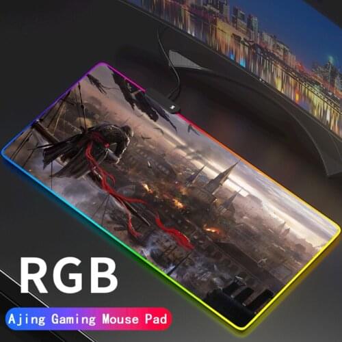 Anime RGB Mouse Pad Xxl Cute Assassins Creed Gaming Accessories Play Mat Backlight Slipmat Rgb Mousepad Led Gamer