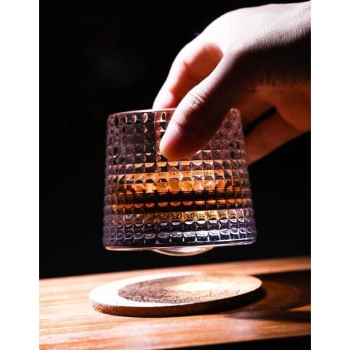 Creative rotation whisky cup thickened personality tumbler glass wine cup bark vertical stripe foreign wine beer cup