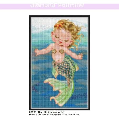 The Little Mermaid Square & Round Diamond Complete Mosaic Painting Diamond Cross Stitch Kits Diamonds Embroidery Full Home Decor