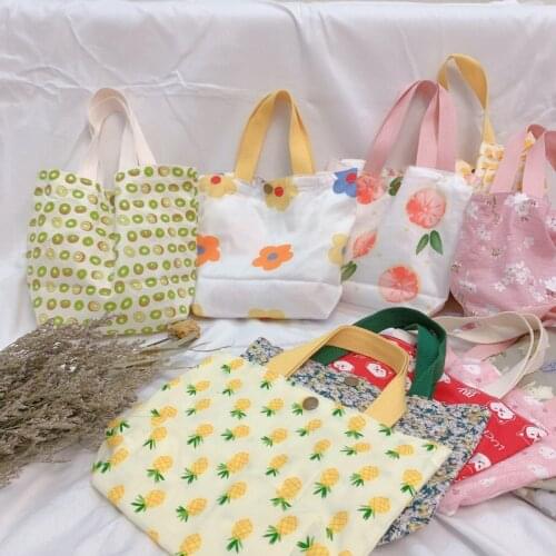 Mini Floral Print Bags Cotton Linen Fabric Mummy Bag Handbag Fresh Canvas Bag Ladies Handbags
