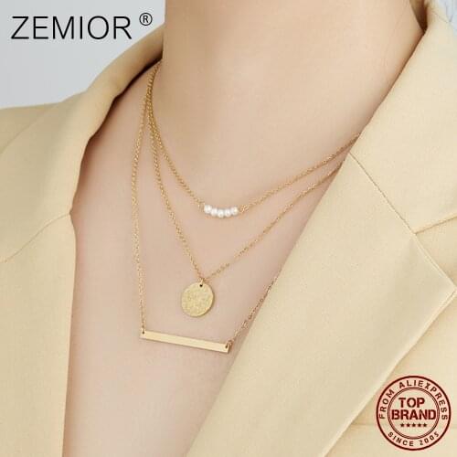 Gold Color Multi-layer Long Pendant Necklace For Women Geometry Shiny Shell Pearl Girl Fashion Necklaces Jewelry Accessory Gift