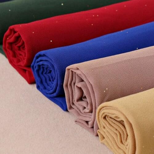 Fashion Glitter Bubble Chiffon Hijab Scarf Plain Shimmer Scarves Shawls Long Headband Wrap Muslim Woman Veil Bandana Woman Hijab