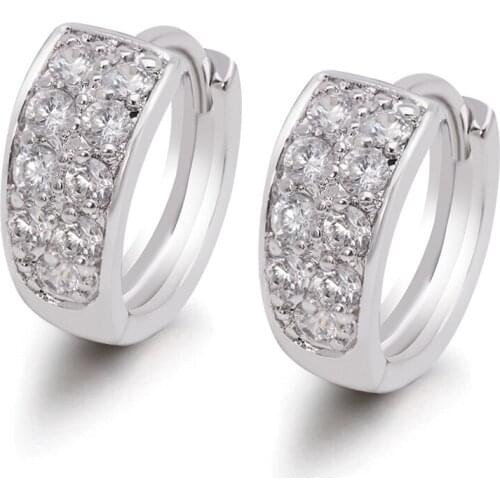 MxGxFam Elegant White Hoop Earrings For Women Fashion Jewelry White Gold color AAA+ Cubic Zircon Good Quality