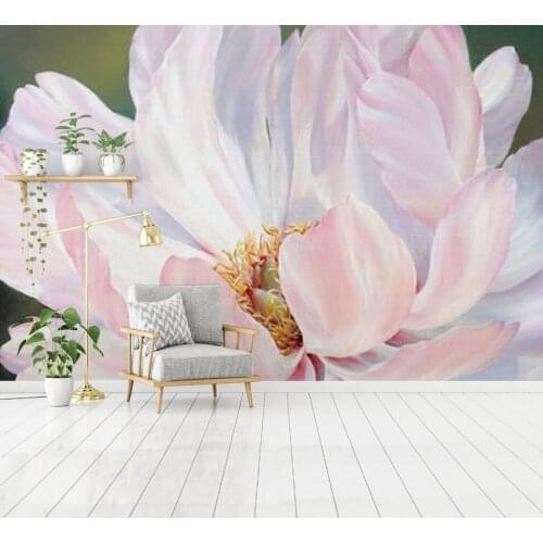 Custom Pink Painted 3d Flower Wallpaper Murals 3d Wall Photo Mural for Bedroom Background 3d Wall Mural 3d Flower Wall paper
