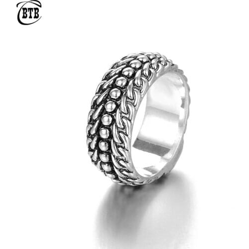 New Design Simple Round Pimple Point Buddha Ring Ancient Silver color Ring Big Men Jewelry Wholesale Drop Ship