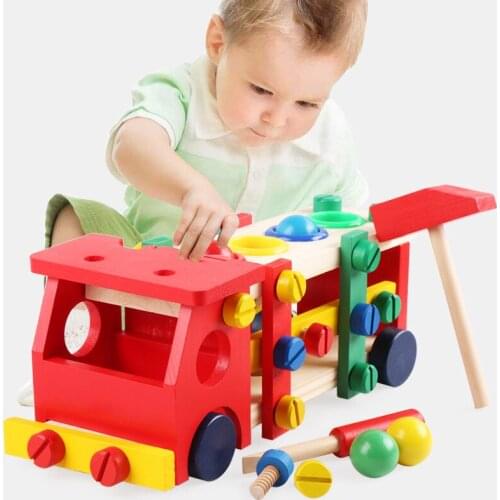 Montessori Educational Wooden Toys for Children Early Learning Development Kids Intelligence Knock Ball Screw Nut Truck Car