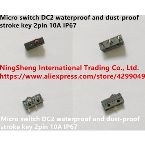 Original new 100% micro switch DC2 waterproof and dust-proof stroke key 2pin 10A IP67