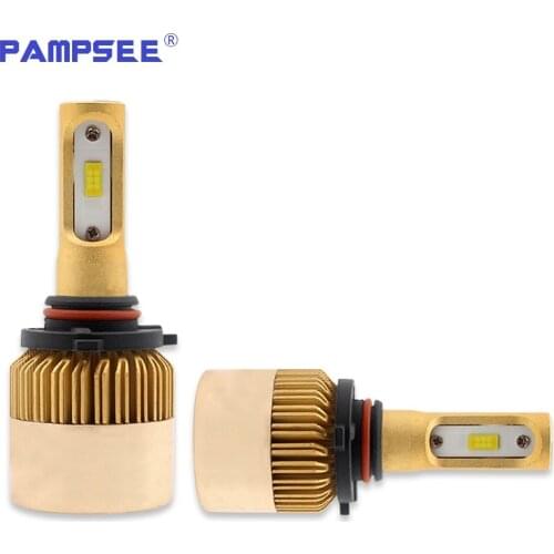 PAMPSEE 1Pair 9005 HB3 Car LED Headlight Bulb 6000K 8600lm Automobile Fog Lamps All-in-one design with Cooling Fan Front Light