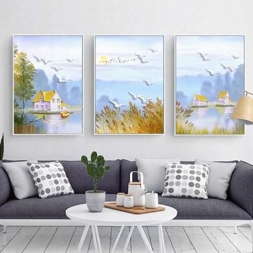 Rural Scenery Colorful Nordic Simple Home Decor Painting Modern Space Art Canvas Prints Poster Wall Picture For Living Room