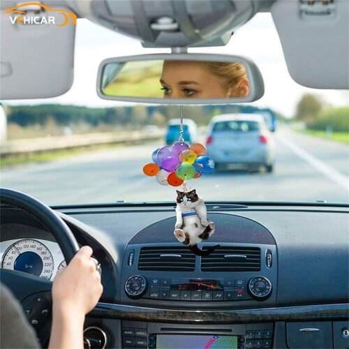VEHICAR Cat Car Hanging Ornament Creative Cute Colorful Balloon Car Hanging Ornament Car Interior Decor Pendant Accessories