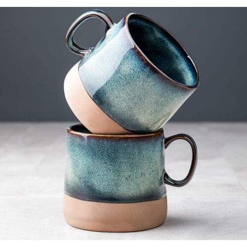 Simple Vintage Retro Japanese Large Ceramic Mug Nordic Handmade Hand Painted Coffee Mugs Creative Xicara Work Potter Cup II50MKB