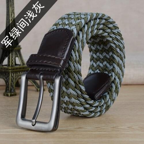 Men and women casual canvas pin buckle belt mens woven belt elastic elastic young student belt