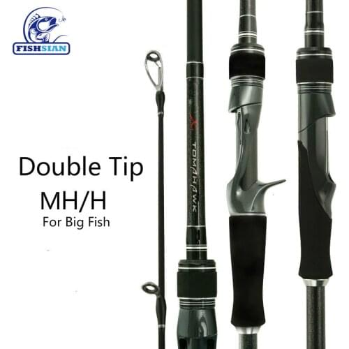 Spinning Casting Strong Fishing Rod Double Tip For Big Fish High Carbon Rod Lure Canne A Peche Carbonne Jigging Peche En Mer Mh
