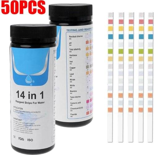 50pcs/bottle 14 in 1 PH Test Strip Drinking Water Test Water Quality Test Strips for Fountain Tap Water