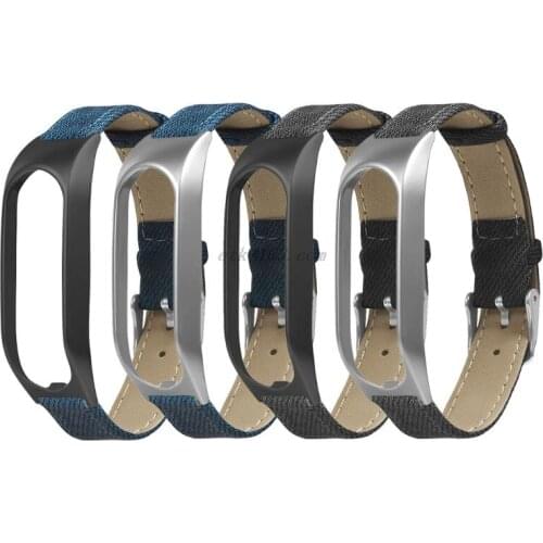 Vintage Leather Denim Canvas Bracelet Watch Band Metal Case Wristband Strap Replacement for Tomtom Touch Smart Watch Accessories