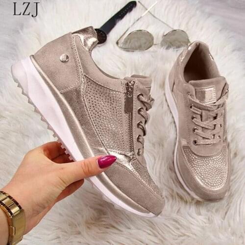 Woman Sneakers Shoes NEW Womens Wedges Sneakers Vulcanize Shoes Sequins Shake Shoes Fashion Girls Sport Shoes Woman Footwear
