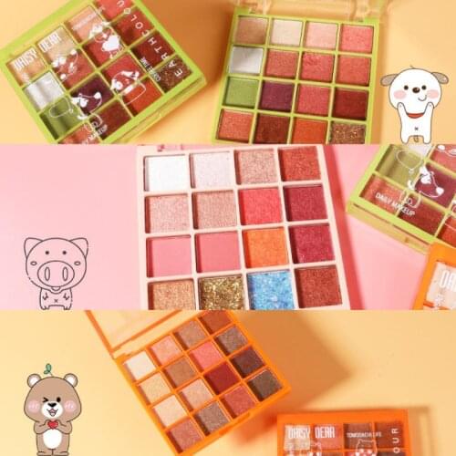 1 pc 16 color animal eyeshadow palette mashed potatoes highlight shadow blush eye shadow easy to color Fine glitter pearl TSLM2