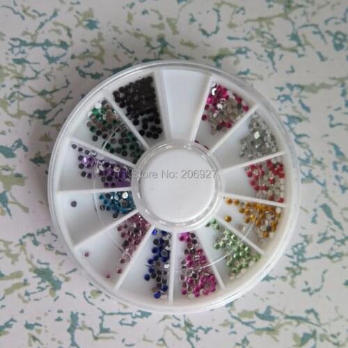 1PC OD-146 3D 1.5MM 12-Color Round Resin Rhinestone Decoration in wheel Shiny Nail Decoration Lovely Outlooking