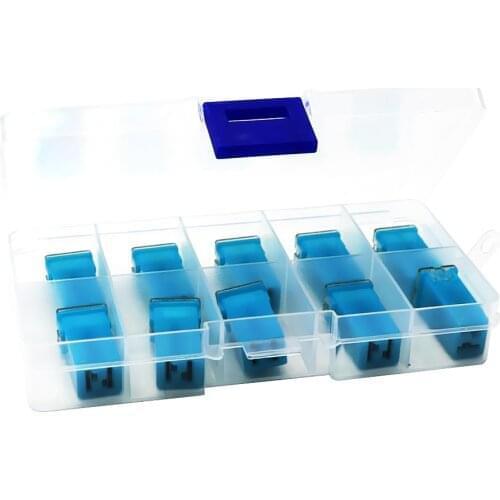10x Blue 20AMP 32V F2823-Z JCASE Box Shaped Female Push In Fuse Long Foot