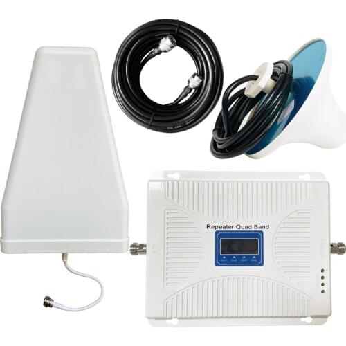 110-240V 20B-GDWB7 Quad Band Signal Amplifier 900 1800 2100 2600 GSM DCS 3G Signal Booster Intelligent Repeater Kit