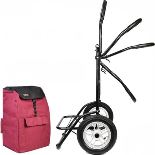 19.5cm/25cm Big Wheel Hand Truck, Heavy Duty 50KG Luggage Trolley, Folding Portable Shopping Cart with Bag