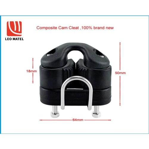 2PCS Black Composite Ball Bearing Cam Cleat with leading Ring Pilates Equipment Boat Fast Entry Rope Wire Fairlead Sailing