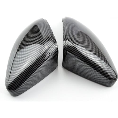 2 pieces For VW Golf MK7 7.5 GTI 7 7R Mirror Covers Caps RearView Mirror Case Cover Carbon Look Bright Black Matte Chrome Cover