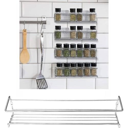 2pcs Stainless Steel Wall-mounted Spice Holder Kitchen Storage Rack Condiment Shelf for Kitchen Bathroom
