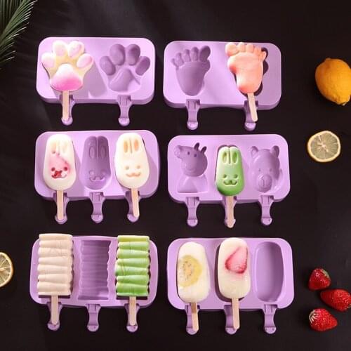 20pcs DIY Ice Cream Silicone Moulds Kids Homemade Popsicle Molds for Children Cute Cartoon Ice-lolly Mold Ice Cream Tools W0070
