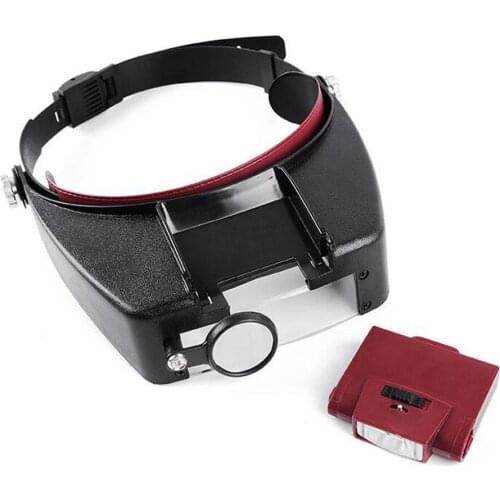 24pcs 1.5X 3X 8.5X 10X 4 Lens LED Headband Magnifier Watch Repair Reading Magnifying Glasses Eye Loupe