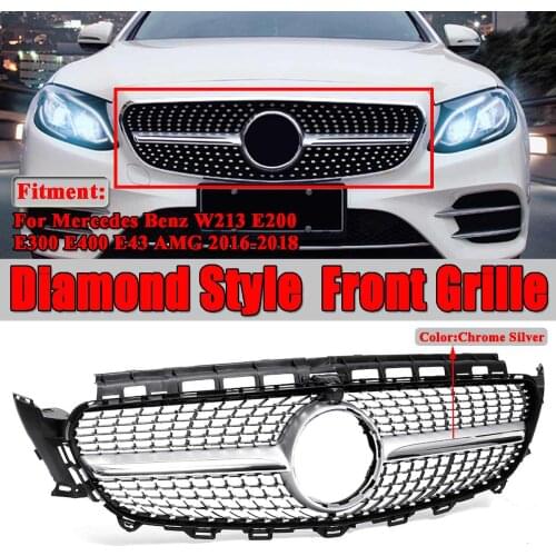 New W213 GT Grill Car Front Bumper Diamond Grill Grills For Mercedes For Benz W213 E200 E300 E400 E43 For AMG 2016-2018