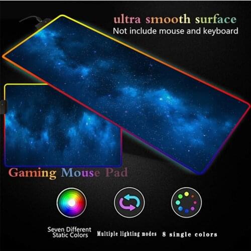 Blue Starry Sky RGB Gaming Large Mouse Pad Gamer Led Computer Mousepad Big Mouse Mat with Backlight Carpet for Keyboard Desk Mat