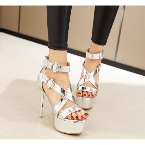 Brand Elegant sandals Women High Heels Pumps Super high heel 13cm Womens Banquet sandals waterproof platform toe sandals 33-48