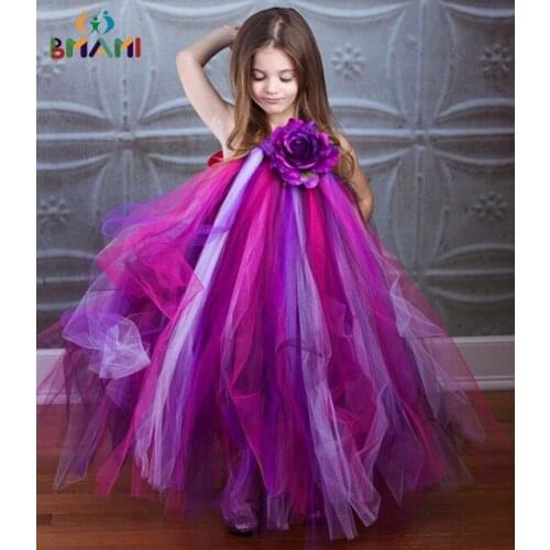 2020 Childrens Clothing Year Girl Performance Clothing Birthday Beautiful BIG Flowers Personality Dress with Headdress 2-14Y