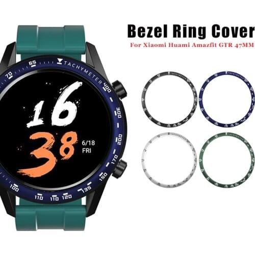 For Xiaomi Huami Amazfit GTR 47MM Watch Bezel Ring Stainless Steel Sculptured Time Units Adhesive Anti-scratch Cover Rings