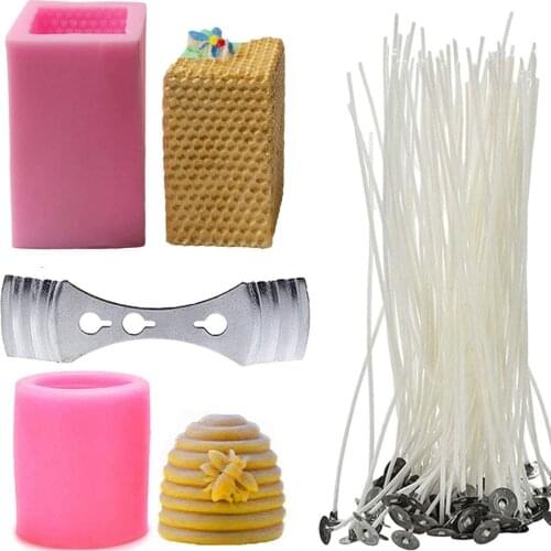 Candle Molds 3D Bee Honeycomb Beehive Silicone Mould for Homemade Beeswax Soap Crayon Wax Melt Hives Candle Making Supplie