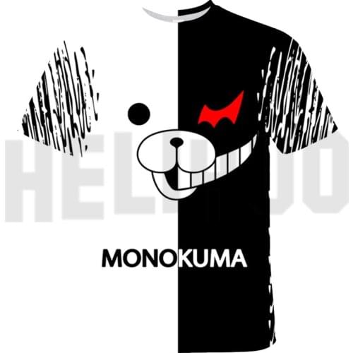 3D Print Danganronpa Monokuma T-shirt Mens Casual Anime Black and White Bear Summer Top 90s Graphic Oversized T Shirt Harajuku