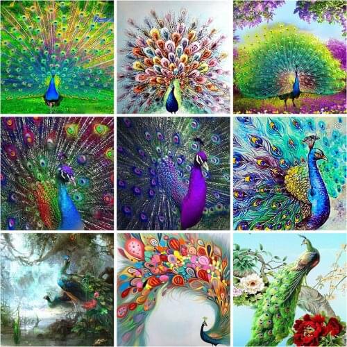 HUACAN Diamond Painting Full Animal 5D DIY Diamond Embroidery Sale Peacock Pictures Of Rhinestones Decor For Home